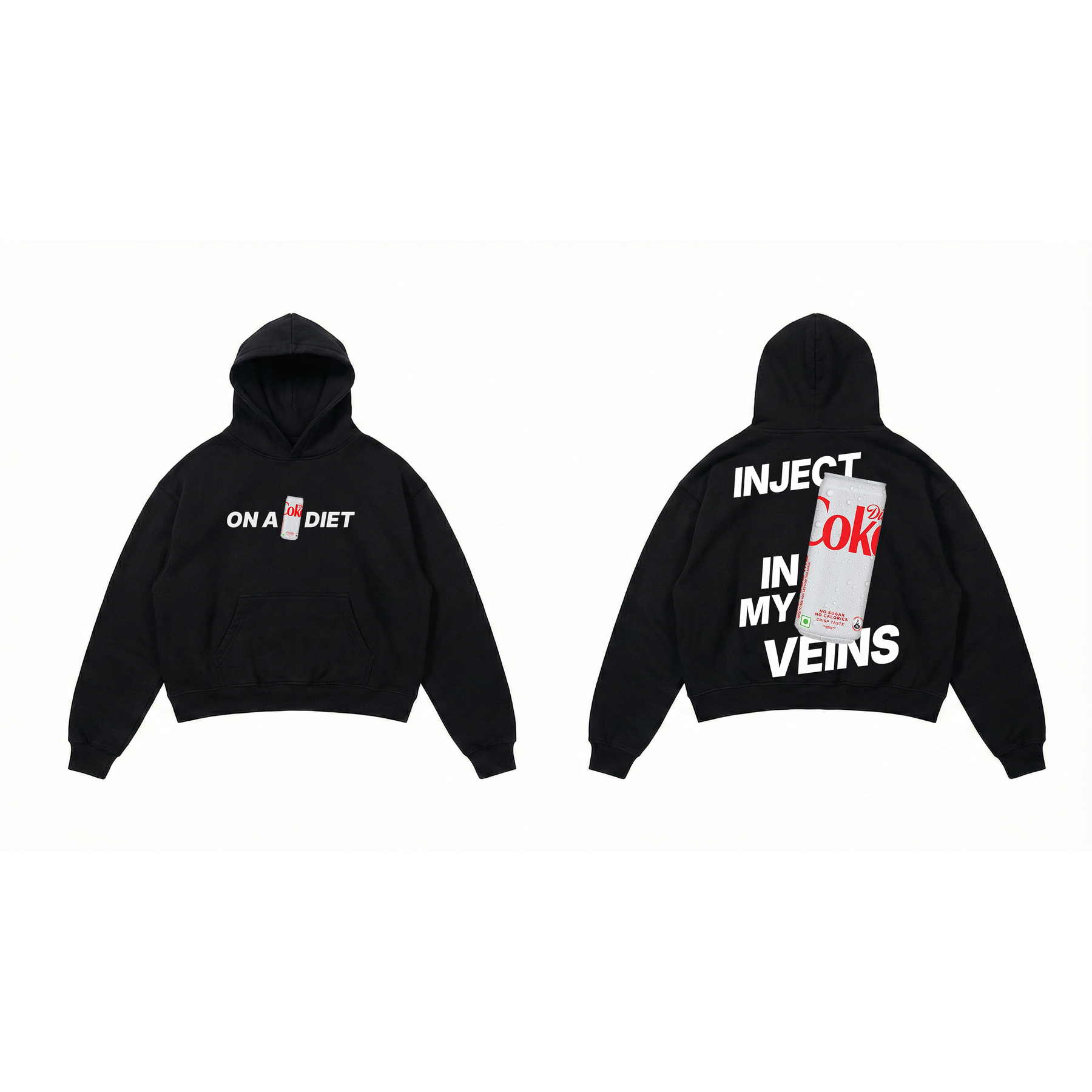 Diet Coke solid black boxy fit hoodie NVM Store