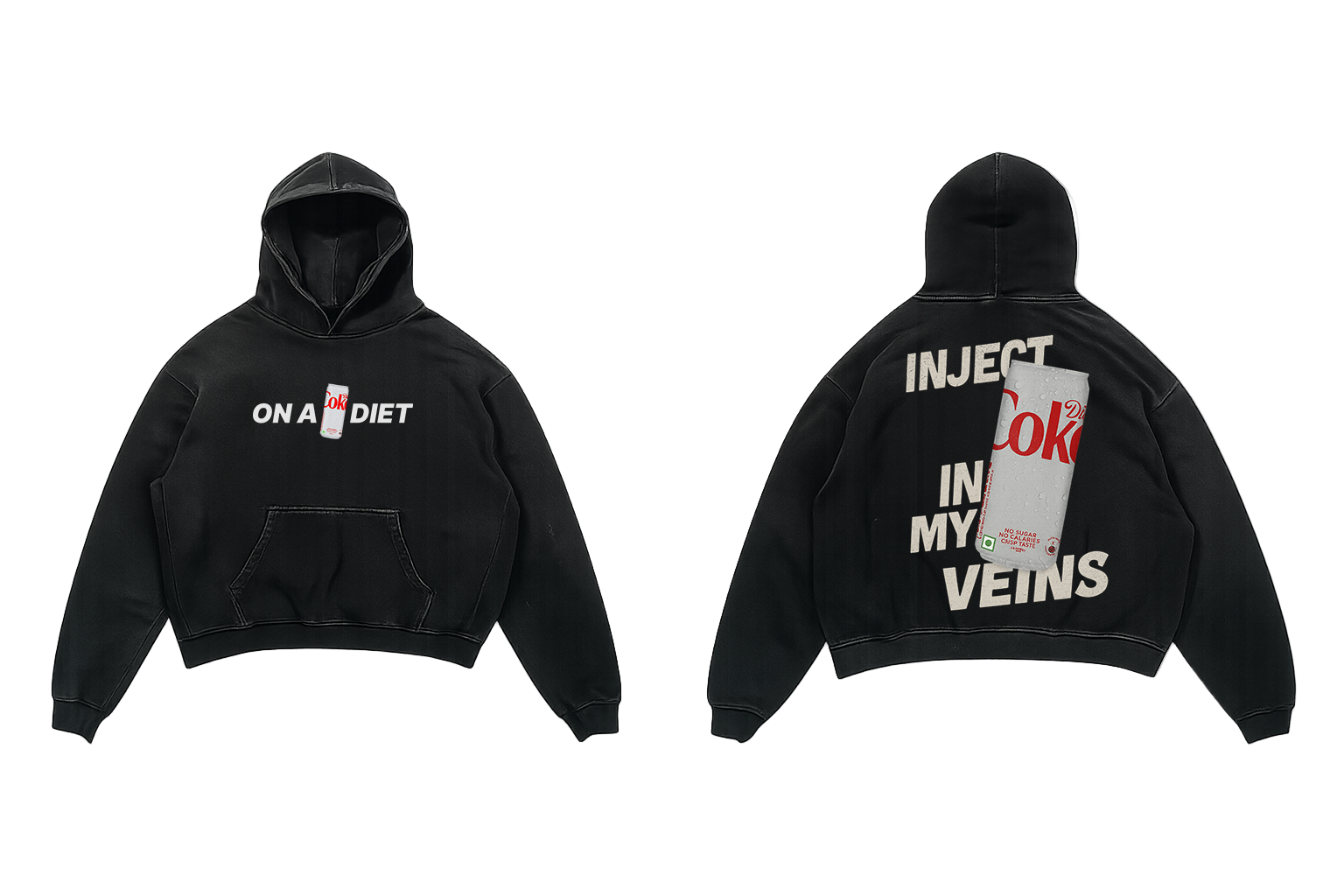 Diet Coke graphic hoodie front view NVM Store